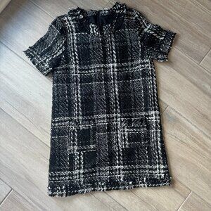 Very J Black & White Tweed Shift Dress – Women’s Medium – Chic Fall Workwear